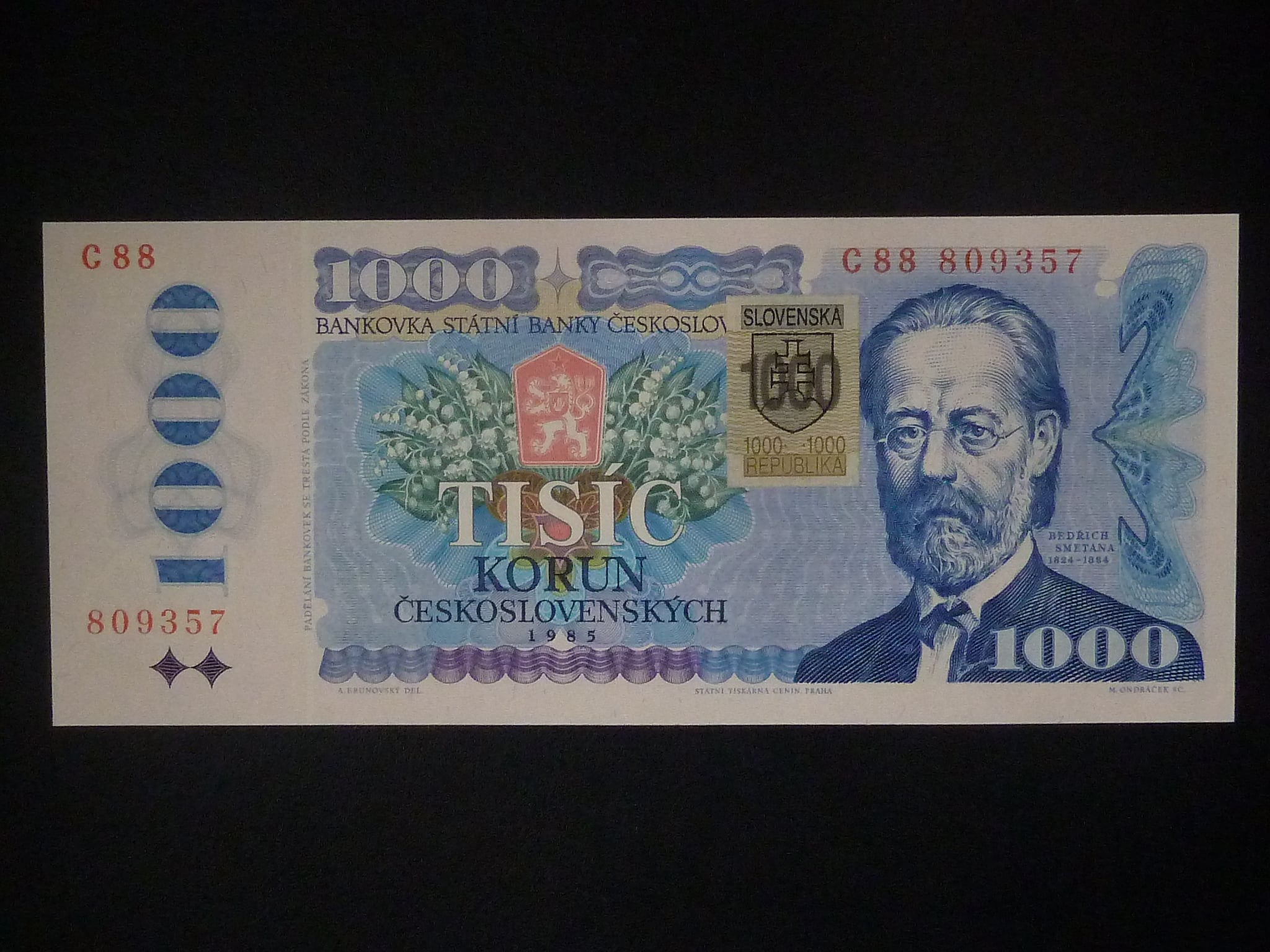 1000 Sk 1985/1993 série C 88, kolek, sériová čísla dál od sebe
