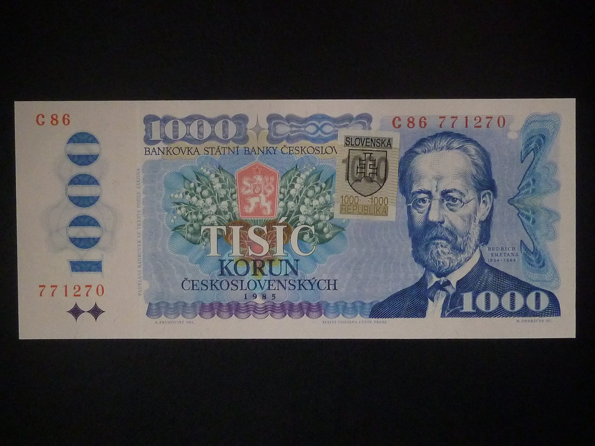 1000 Sk 1985/1993 série C 86, kolek, sériová čísla dál od sebe