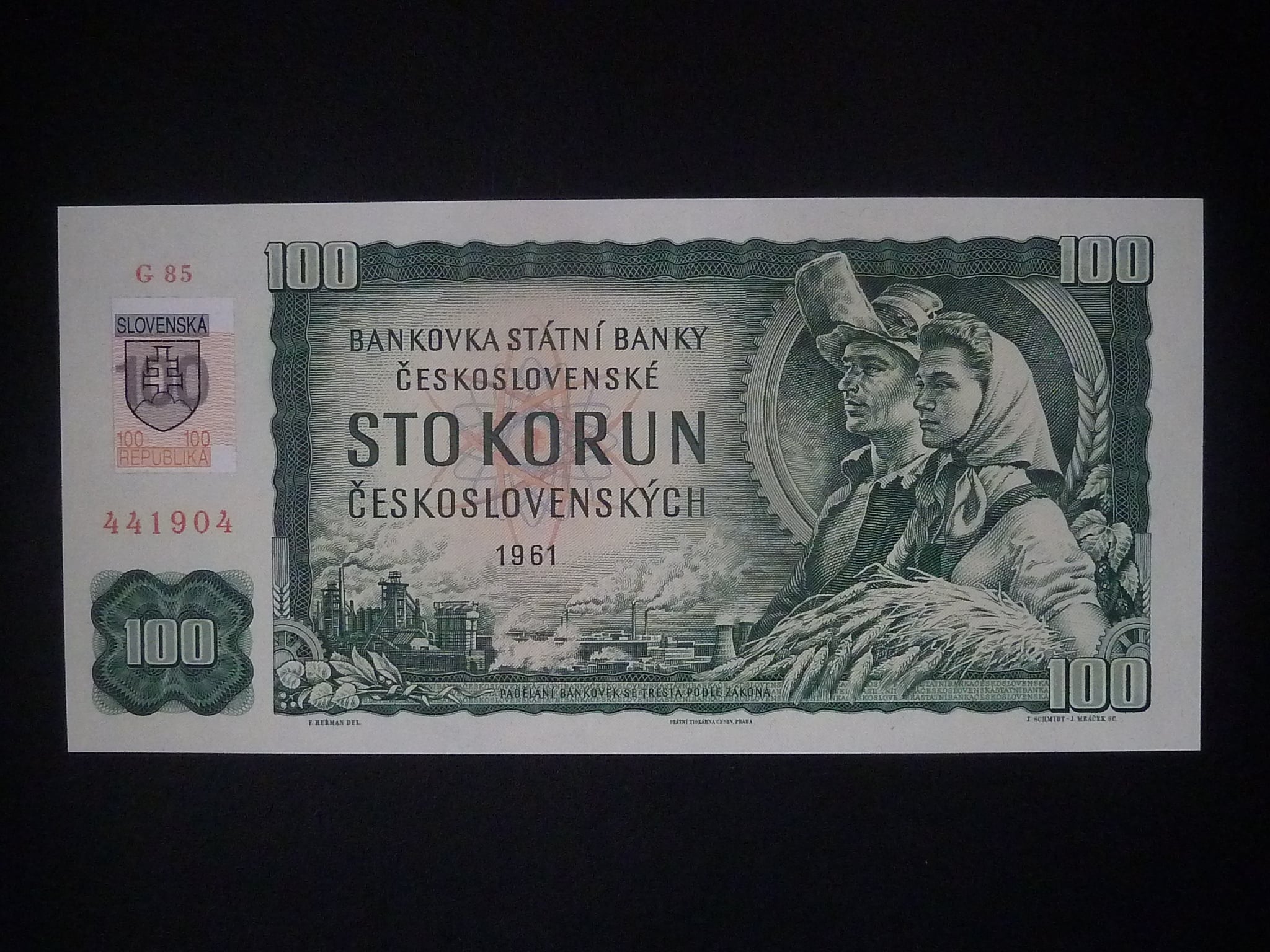100 Sk 1961/1993 série G 85, kolek, II.vydání číslovač 1c