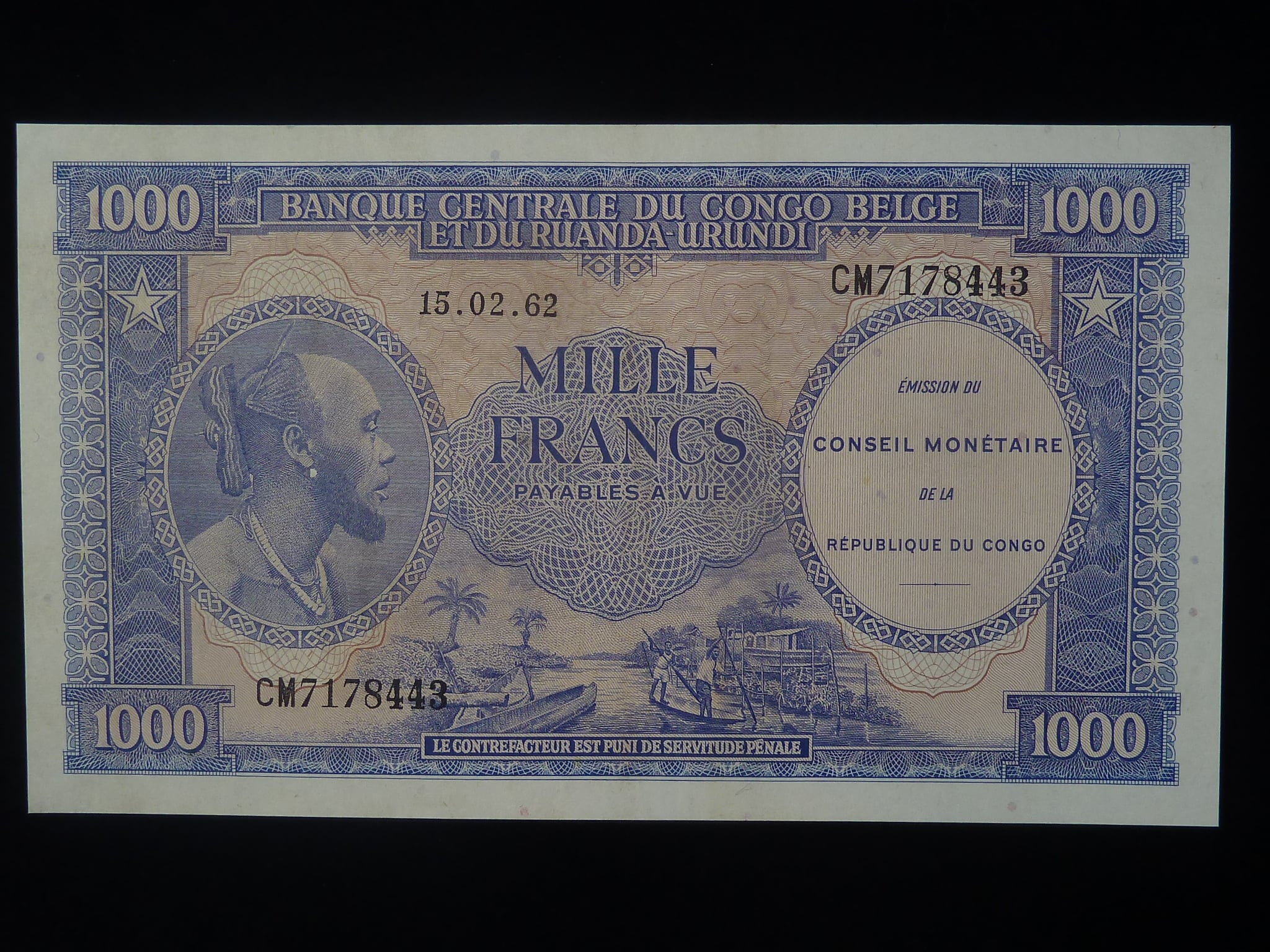 KONGO, 1000 Francs 1962, BNB. B101a, Pi. 2