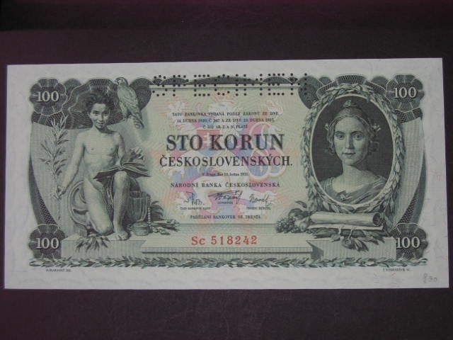 100 Kč 10.1.1931, serie Ac - Zc, perf. SPECIMEN