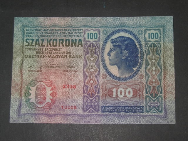 100 K 2.1.1912, odstín tmavě modrá