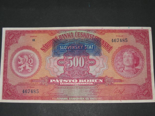 500 Ks 2.5.1929 s pretiskem, serie H, dobrý stav