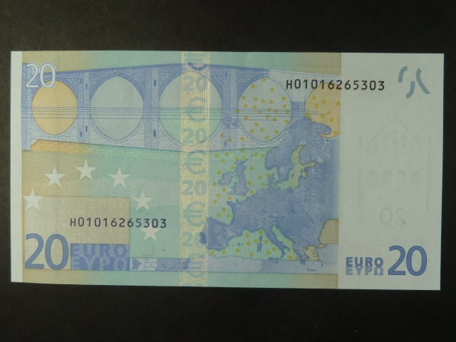 20 Euro 2002 s.H, Slovinsko, podpis Jeana-Clauda Tricheta, E004 tiskárna F. C. Oberthur, Francie