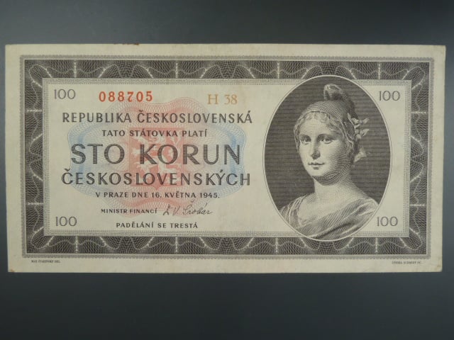 100 Kčs 1945 série H 38
