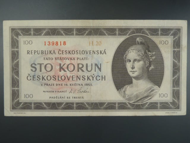 100 Kčs 1945 série H 20