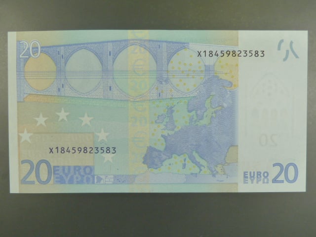 20 Euro 2002 s.X, Německo, podpis Jeana-Clauda Tricheta, R002 tiskárna Bundesdruckerei, Německo