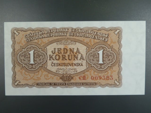 1 Kčs 1953 série CH, tiskárna Goznak Moskva