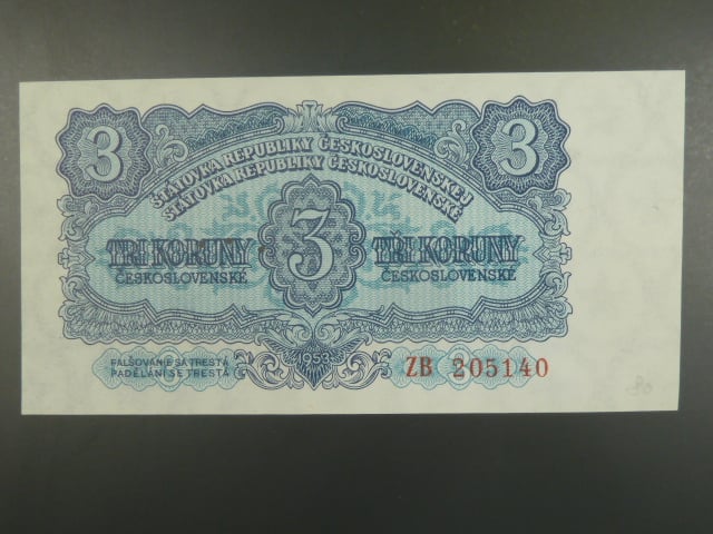 3 Kčs 1953 série ZB, tiskárna Goznak Moskva, perf. 3md
