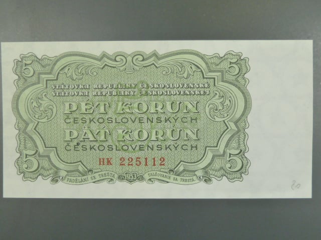 5 Kčs 1953, tiskárna STC Praha, perf. 3md