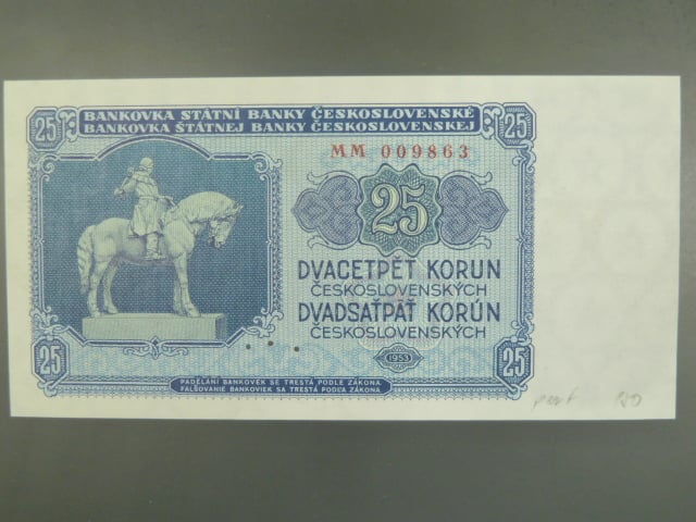 25 Kčs 1953, tiskárna STC Praha, perf. 3md