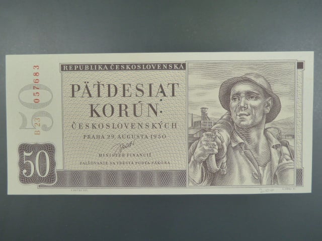 50 Kčs 29.8.1950, série B 23, perforace 3md