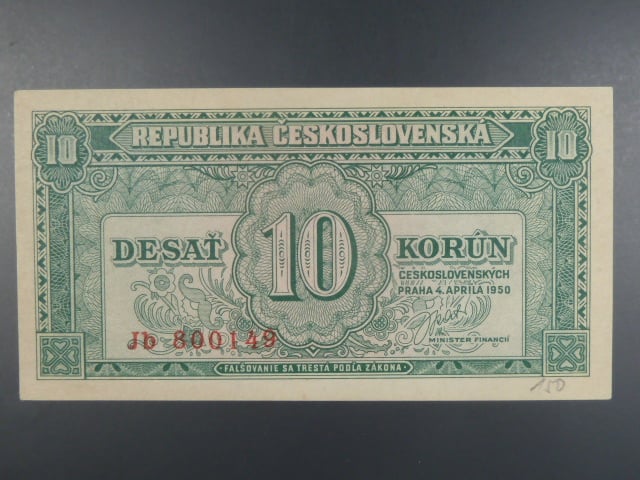 10 Kčs 4.4.1950 série Jb