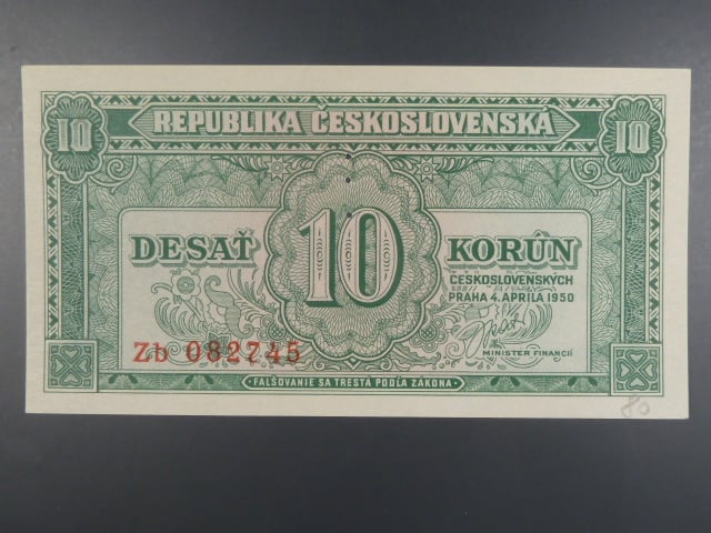 10 Kčs 4.4.1950 série Zb, perf. 3md