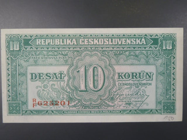 10 Kčs 1945 série R/F