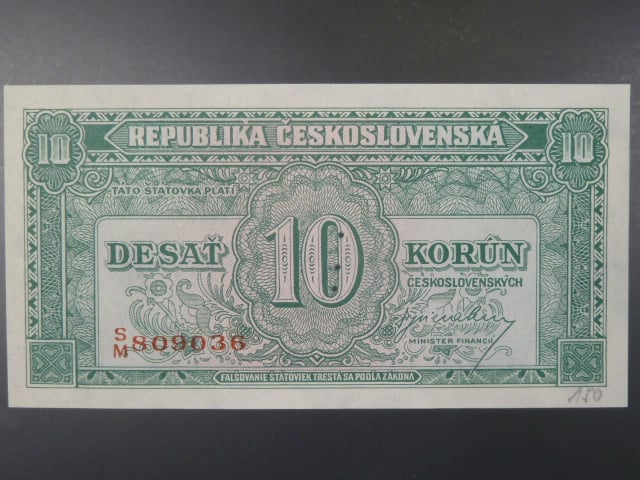 10 Kčs 1945 série S/M perforace 3md