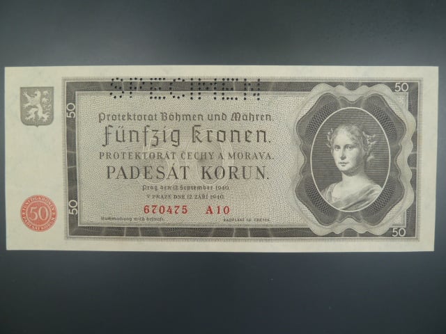 50 K 12.9.1940 série A 10, perforace SPECIMEN