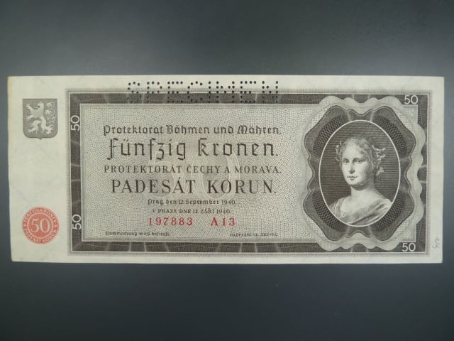 50 K 12.9.1940 série A 13, perforace SPECIMEN