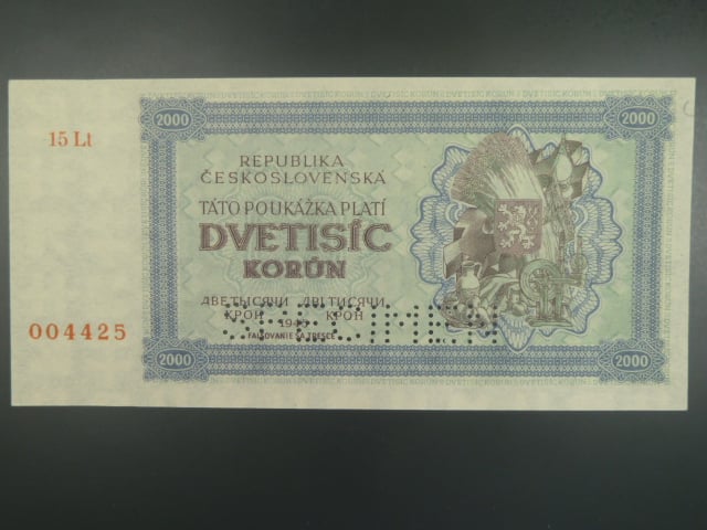 2000 K 1945 série 15Lt, perf. SPECIMEN, poloha vodoznaku C