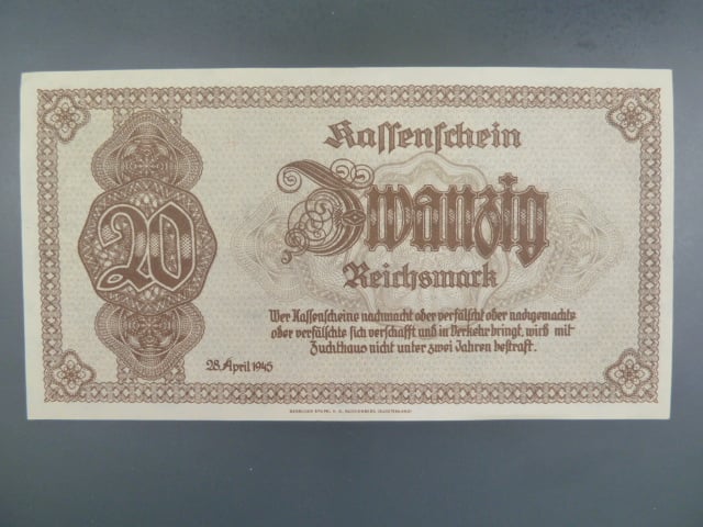 Sudety, Reichenberg 20 Rm 28.4.1945