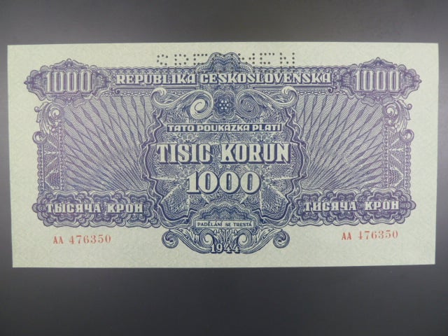1000 K 1944 série AA, perf. SPECIMEN