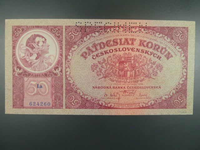 50 Kč 1.10.1929 série Ia, perf. SPECIMEN
