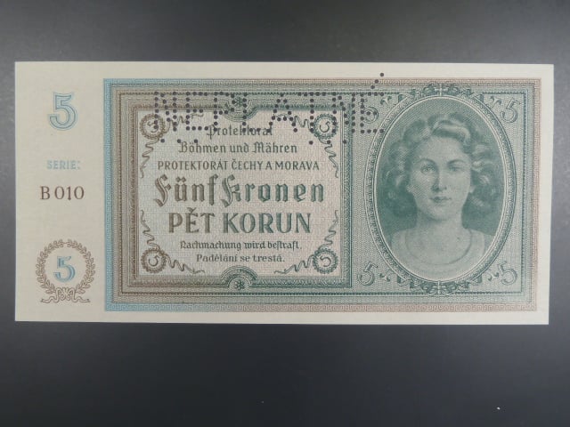 5 K 1940, série B 010, perf. NEPLATNÉ