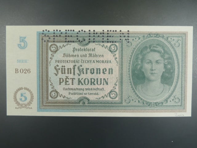 5 K 1940, série B 026, perf. SPECIMEN