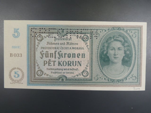 5 K 1940, série B 033, perf. SPECIMEN