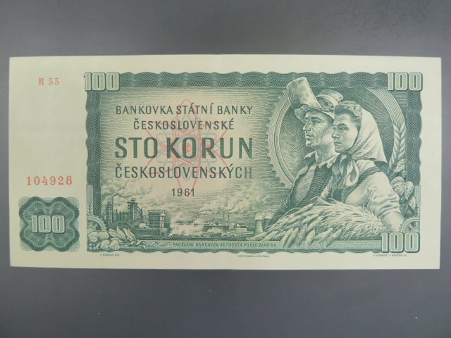 100 Kčs 1961 série R 55, číslovač 1a