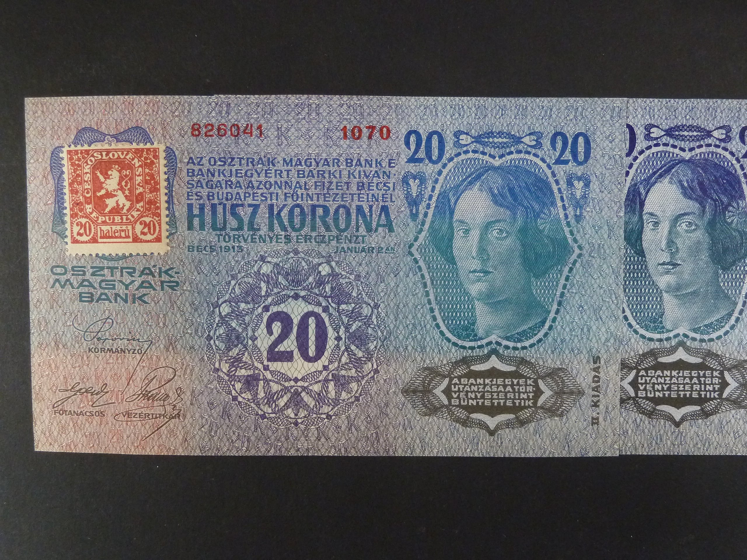 20 K 1913, kolkovaná, II. vydání, světlý odstín