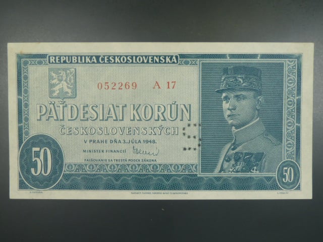 50 Kčs 3.7.1948, serie A 17, perf. "S"