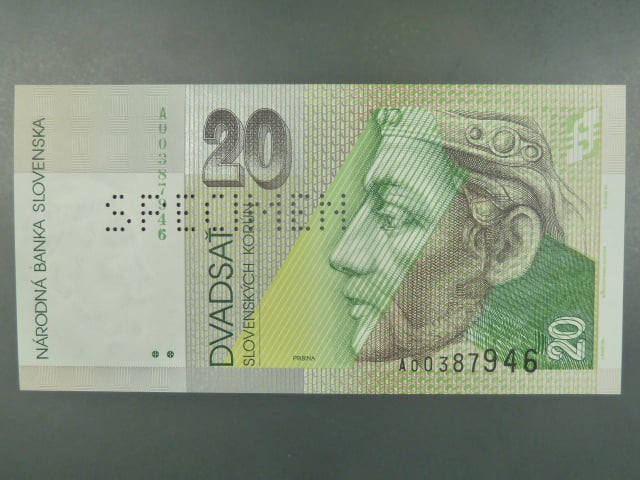 20 Sk 1.9.1993 s. A perf. SPECIMEN, Baj. SK 7a, Pi. 20s