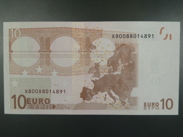 10 Euro 2002 s.X, Německo, podpis Mario Draghi, E007 tiskárna F. C. Oberthur, Francie