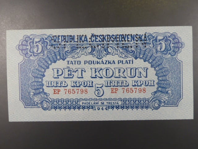 5 K 1944 série EP vodorovný podtisk, perf. SPECIMEN