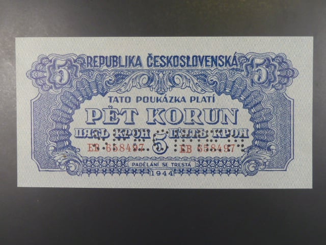 5 K 1944 série EB svislý podtisk, perf. SPECIMEN