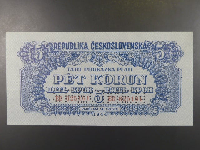 5 K 1944 série EC svislý podtisk, perf. SPECIMEN
