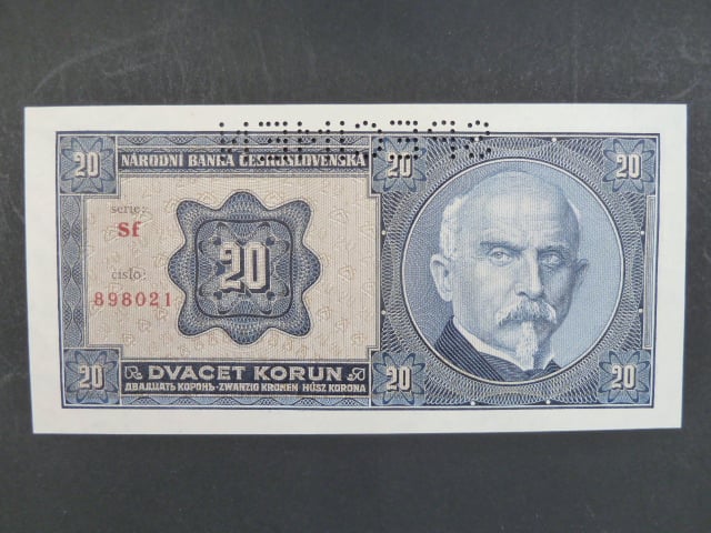 20 Kč 1.10.1926 série Sf, perf. SPECIMEN
