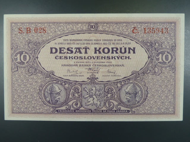 10 Kčs 2.1.1927 série B 028