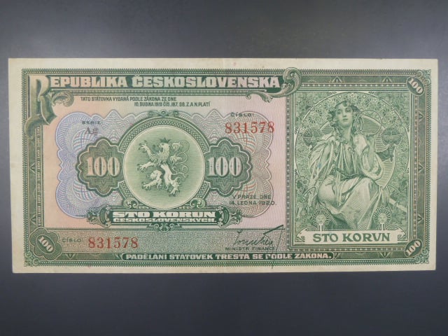 100 Kč 14.1.1920 serie Ag