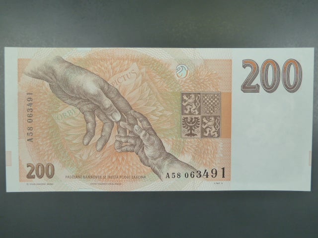 200 Kč 1993 s. A 58 proužek Kčs, Baj. CZ 6a, Pi. 6a