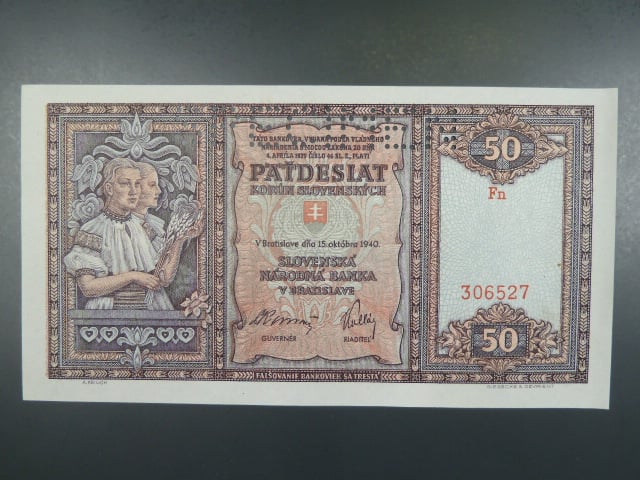 50 Ks 15.10.1940 série Fn, perf. SPECIMEN