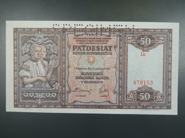 50 Ks 15.10.1940 série Lh, perf. SPECIMEN