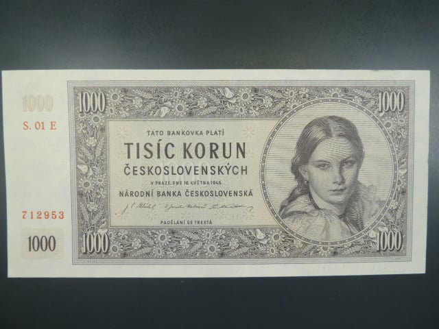 1000 Kčs 16.5.1945 série E 01