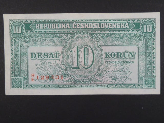 10 Kčs 1945 série R/E