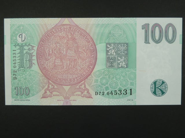 100 Kč 1997 s. D 72, Baj. CZ 18, Pi. 18