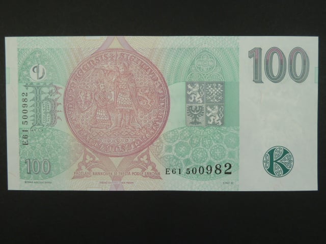 100 Kč 1997 s. E 61, Baj. CZ 18, Pi. 18