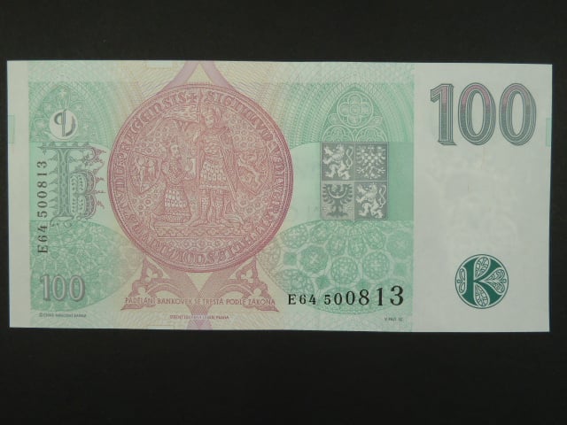 100 Kč 1997 s. E 64, Baj. CZ 18, Pi. 18
