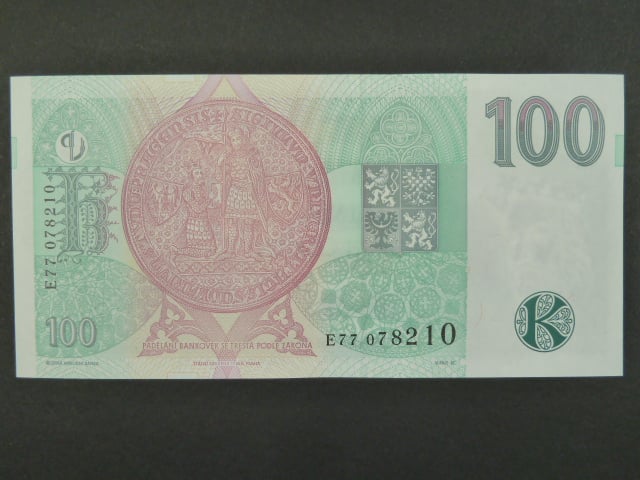 100 Kč 1997 s. E 77, Baj. CZ 18, Pi. 18