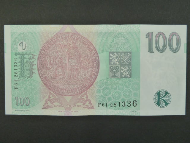 100 Kč 1997 s. F 61, Baj. CZ 18, Pi. 18